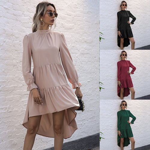 Damen Elegantes Hochgeschlossenes Kleid mit Rüschen Echo Archiv