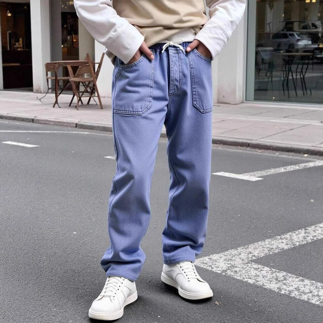 Herren lässige Denim-Hose mit verstellbarem Bund und tiefen Taschen Echo Archiv