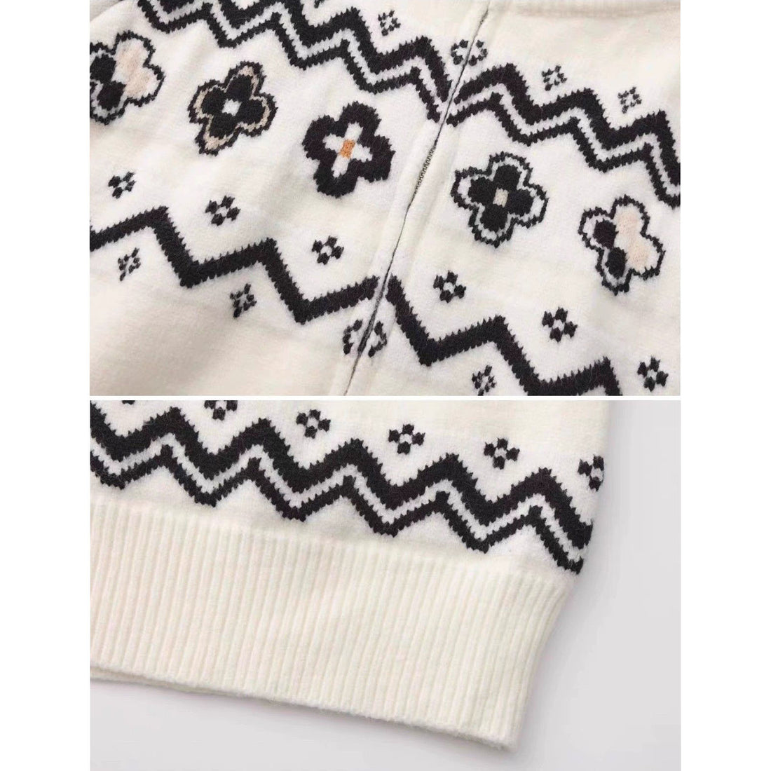 Damen Modischer Strickpullover mit Stehkragen und Reißverschluss Echoarchiv