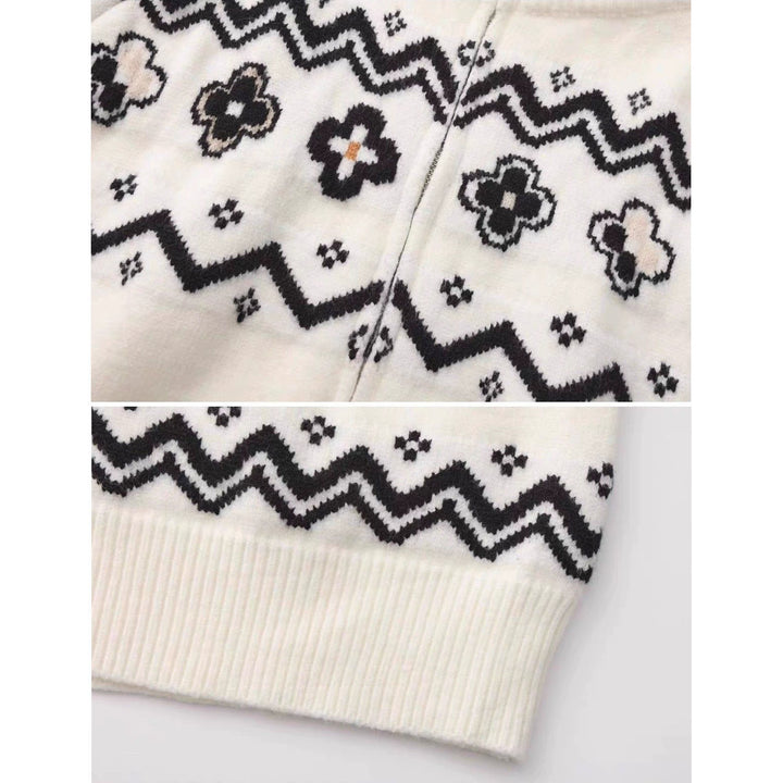 Damen Modischer Strickpullover mit Stehkragen und Reißverschluss Echoarchiv