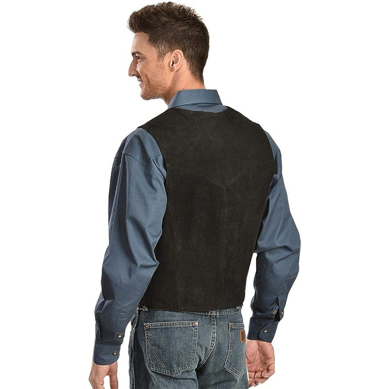Herren Elegante Wildlederweste mit praktischen Taschen und klassischem Schnitt Echoarchiv