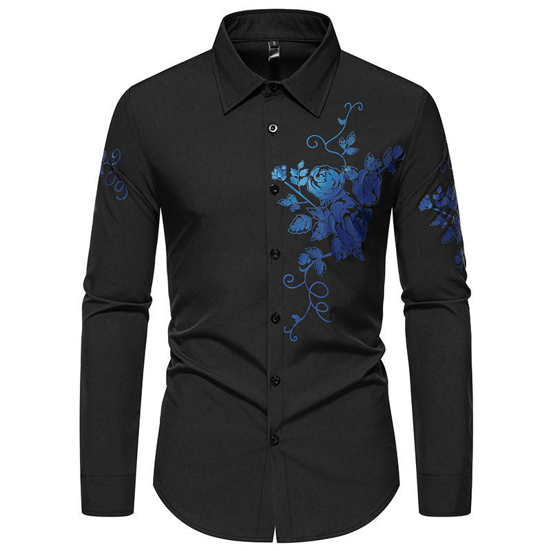 Herren Slim-Fit Langarmhemd mit floralem Print und tailliertem Schnitt Echo Archiv