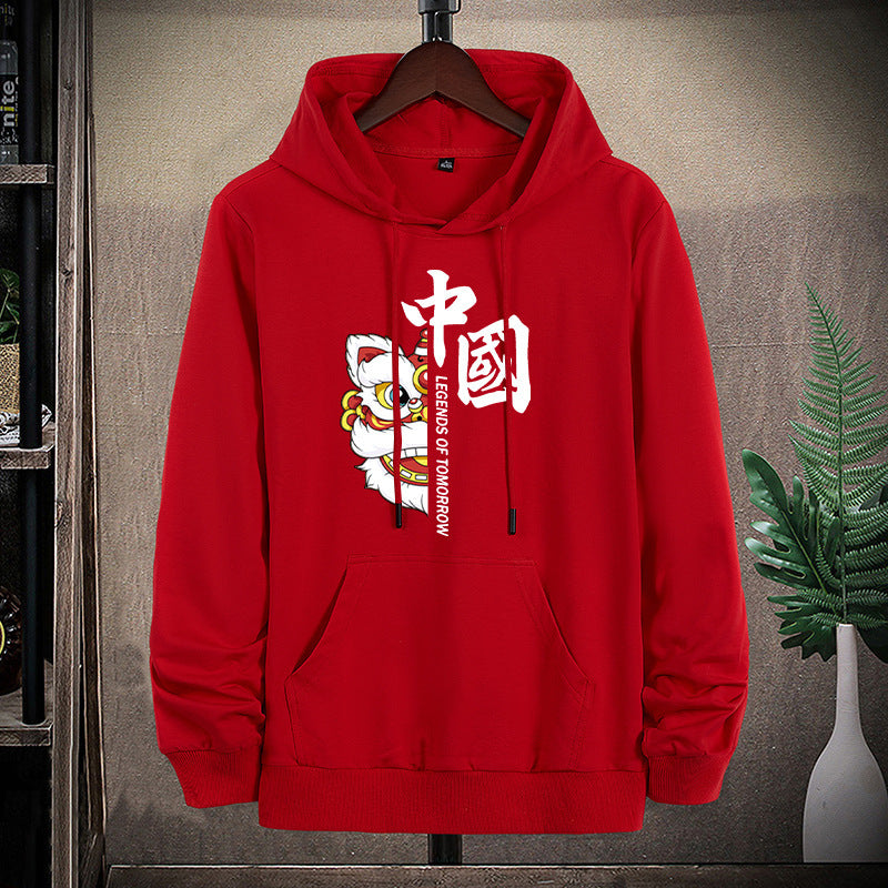 Unisex Kapuzenpullover mit asiatischem Löwenmotiv und Kängurutasche Echo Archiv