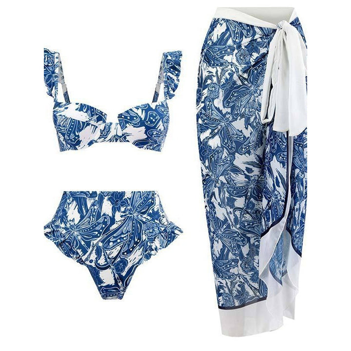 Damen Bikini-Set mit eleganter Rüschendetailierung und stylischem Überrock Echo Archiv