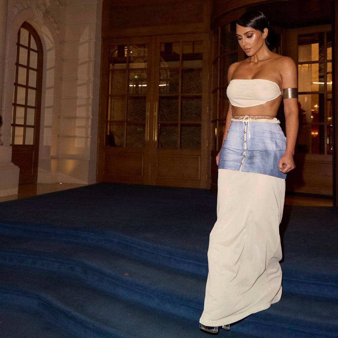Damen Maxi-Kleid mit transparentem Rock und bauchfreier Oberpartie Echo Archiv