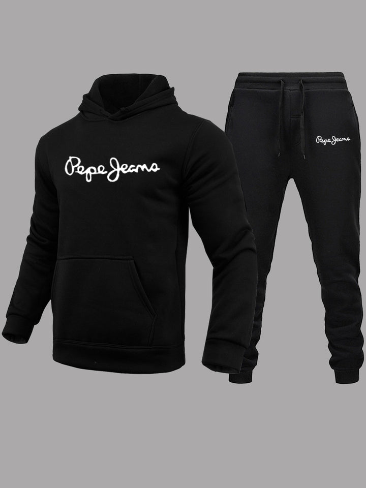 Herren Hoodie und Jogginghose Set mit zeitgemäßem Schriftzug Echoarchiv