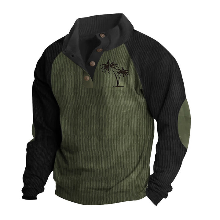 Herren lässiger Pullover mit modischem Stehkragen und kontrastierenden Ärmelstrukturen Echoarchiv