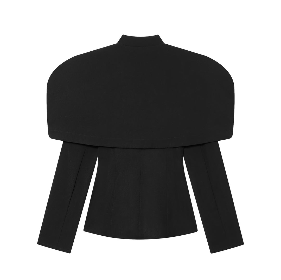 Damen elegante Blazerjacke mit übergroßen Schulterklappen und goldenen Knopfdetails Echo Archiv