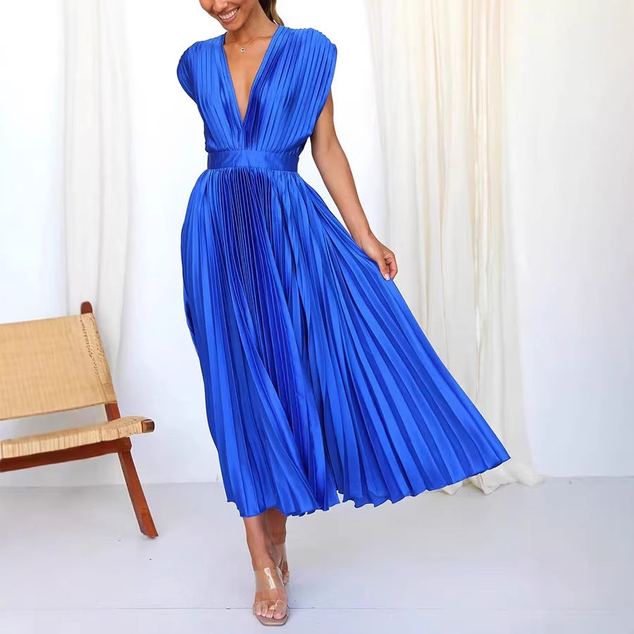 Damen Maxikleid mit Faltenwurf und tiefem V-Ausschnitt Echo Archiv