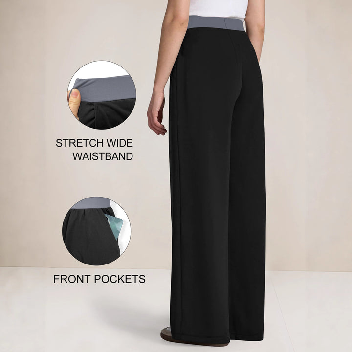 Damen Weite Komfort-Loungehose mit hohem Softbund und Seitentaschen – Avélisse