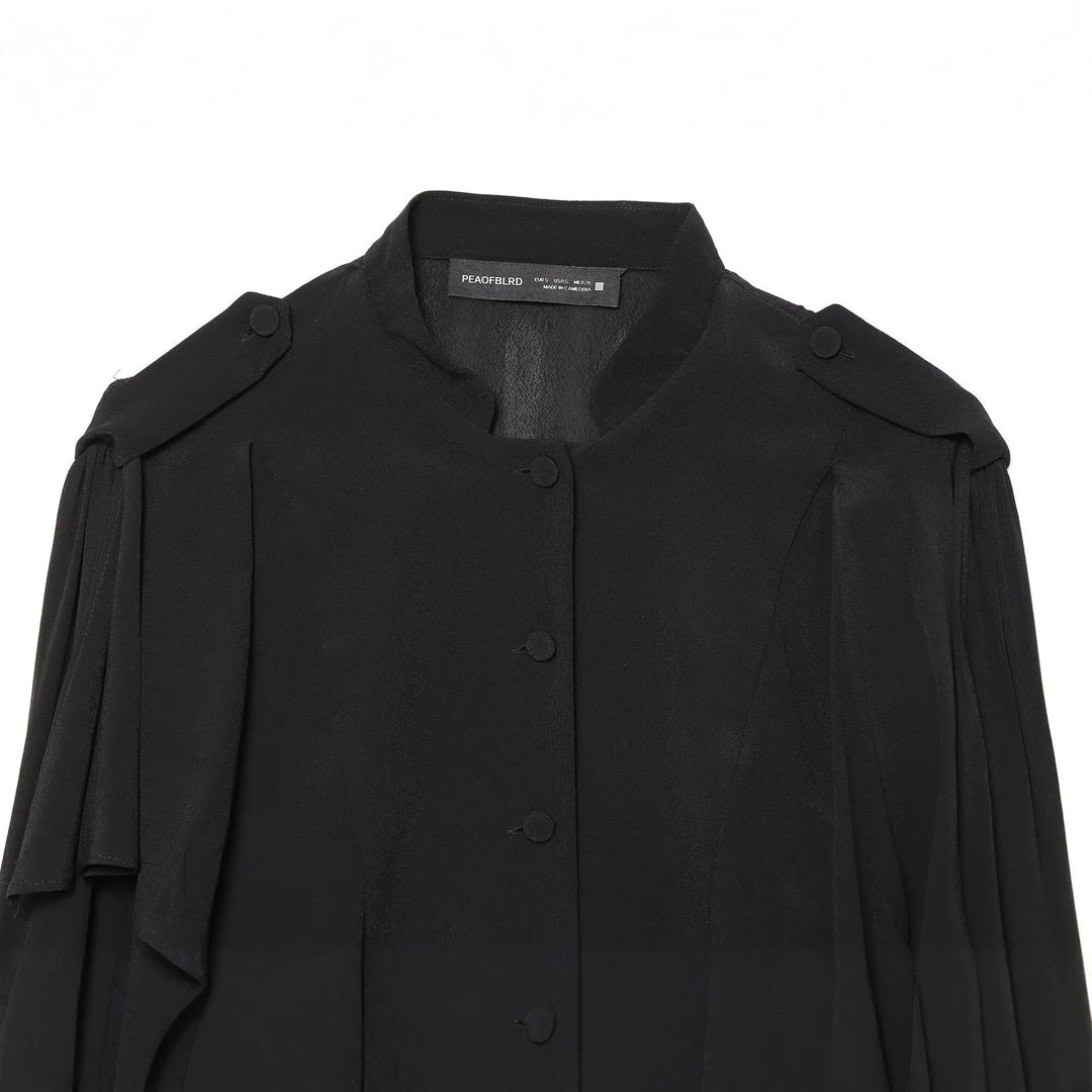 Damen Kurze Cape-Übergangsjacke mit Volantlagen und Stehkragen Echoarchiv
