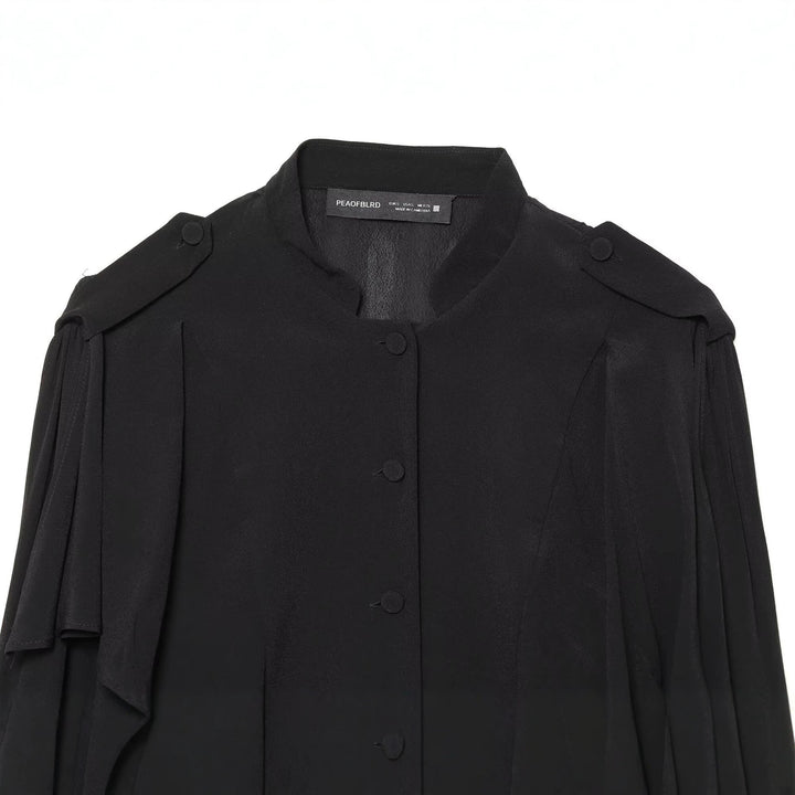 Damen Kurze Cape-Übergangsjacke mit Volantlagen und Stehkragen Echoarchiv