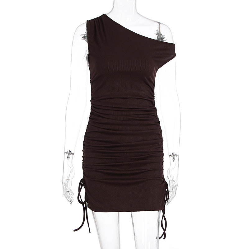 Damen figurbetontes One-Shoulder Kleid mit seitlichen Rüschen Echo Archiv