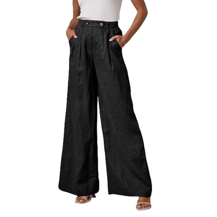 Damen Leinenhose Damen elegant mit hohem Bund