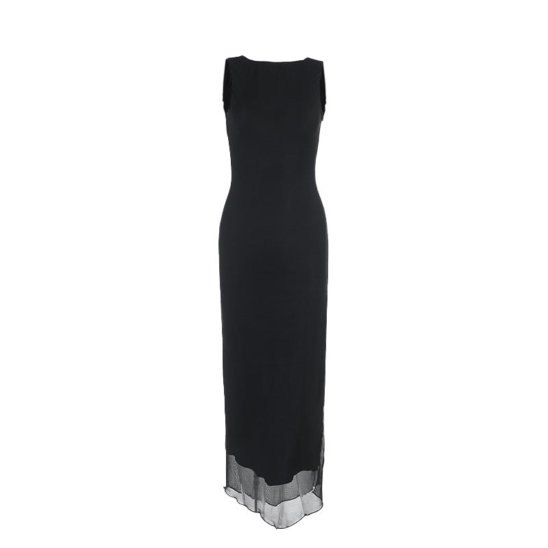 Damen zeitloses Maxikleid mit transparentem Saum Echo Archiv