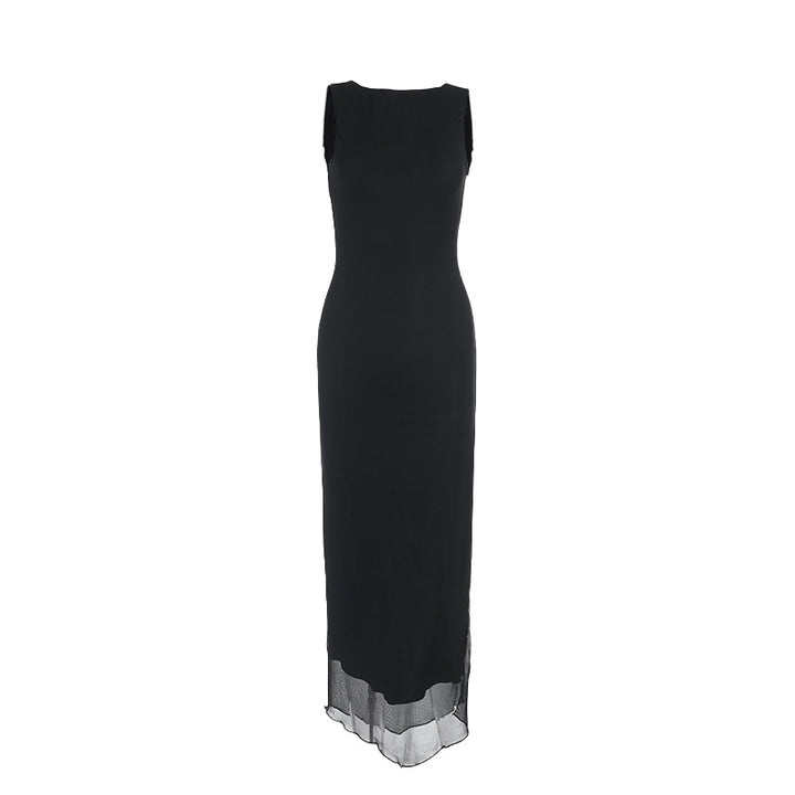 Damen zeitloses Maxikleid mit transparentem Saum Echo Archiv