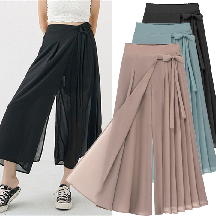Damen nan asymmetrischer Wickel-Midirock mit teilplissee und Bindeschleife Echo Archiv