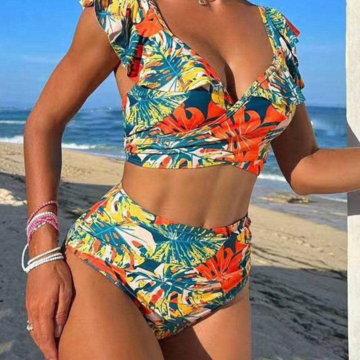 Damen Cropped Bikini-Set mit verspieltem Rüschendesign und elegantem Bindeträgersystem Echo Archiv