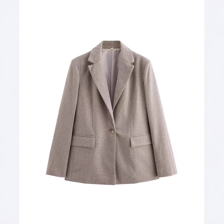 Damen Einreihiger Blazer mit Fischgrätmuster, Reverskragen und Pattentaschen – Valéne