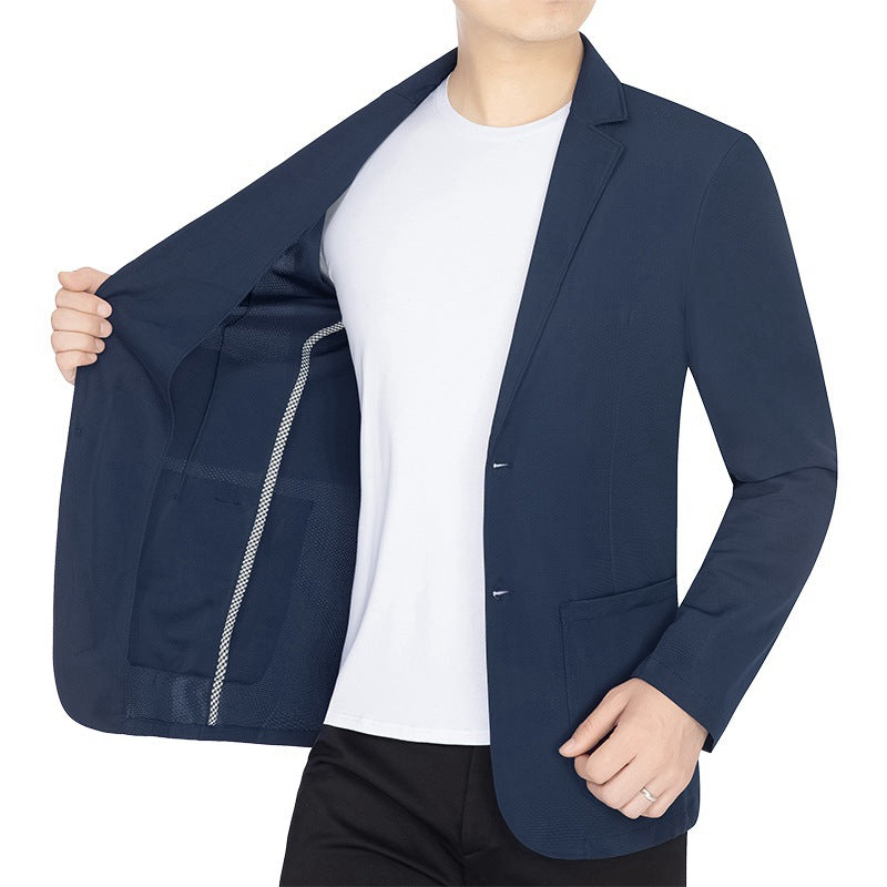 Herren Leichtes halbgefüttertes Baumwoll-Sakko mit Notch-Revers und aufgesetzten Taschen – Tianoro