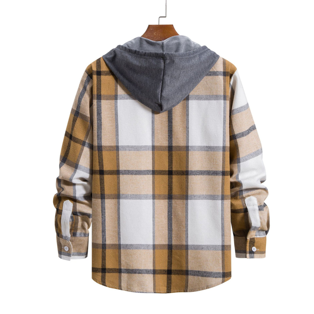 Herren Karohemdjacke mit integriertem Kapuzenpullover und bequemen Knopfdetails Echoarchiv