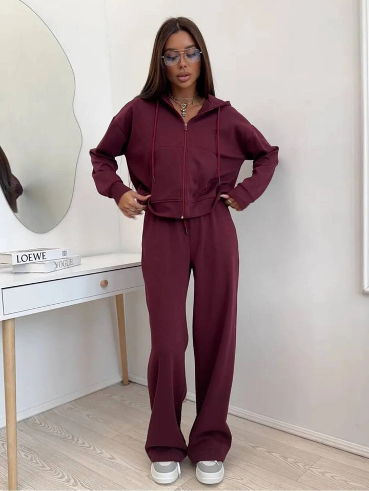Damen nan weite Highwaist-Loungehose aus Sweatstoff mit Kordelzug und Eingrifftaschen Echo Archiv