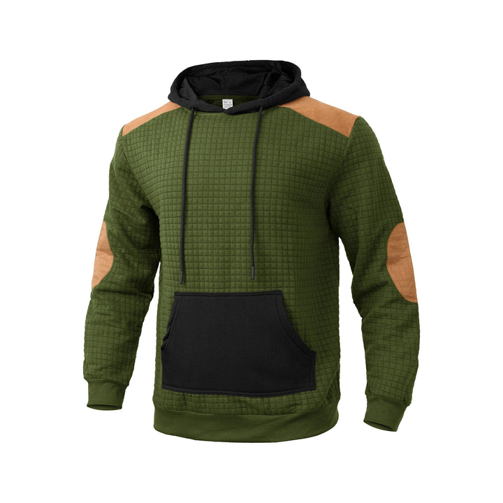Herren modischer Kapuzenpullover mit strukturiertem Design und Kunstlederakzenten Echoarchiv