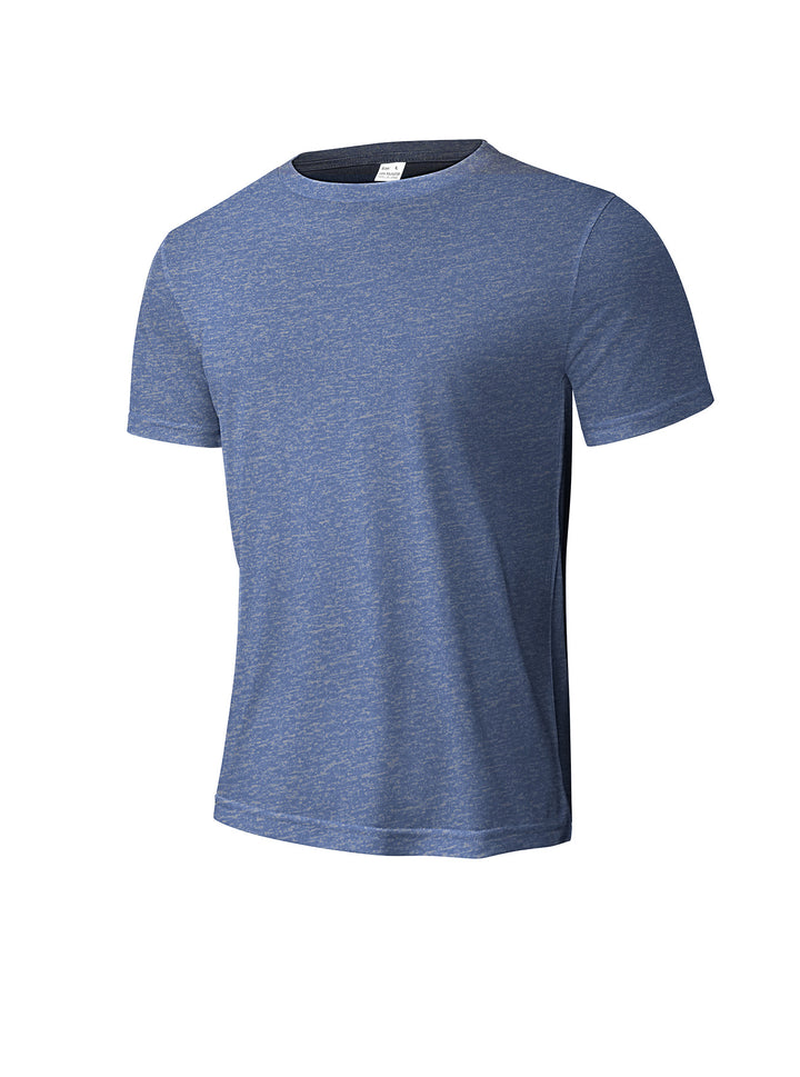 Herren nan meliertes Funktions-T-Shirt mit Rundhalsausschnitt, leichter Baumwollmischung und atmungsaktiver Struktur Echo Archiv