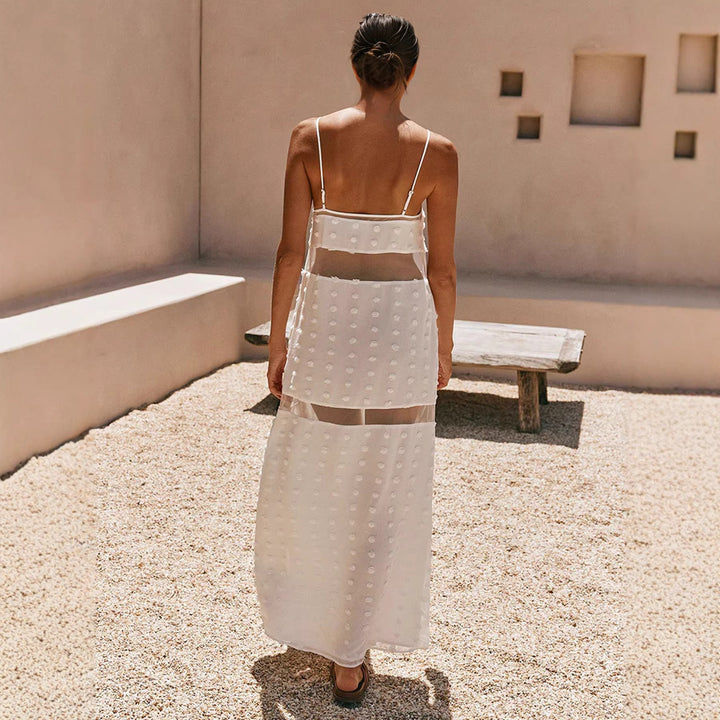Damen Transparentes Maxikleid mit verspielten 3D-Punktdetails Echo Archiv