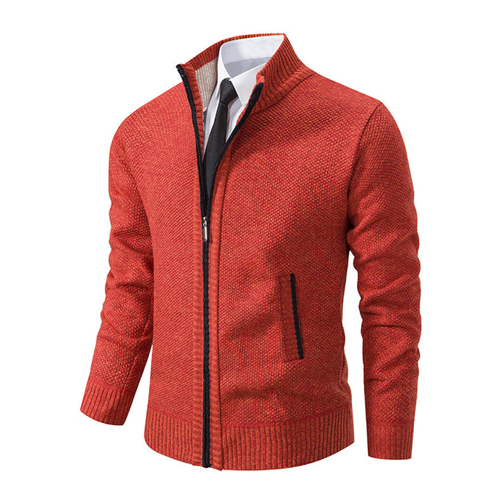 Herren Strickjacke mit hohem Kragen und elegantem Reißverschluss Echoarchiv