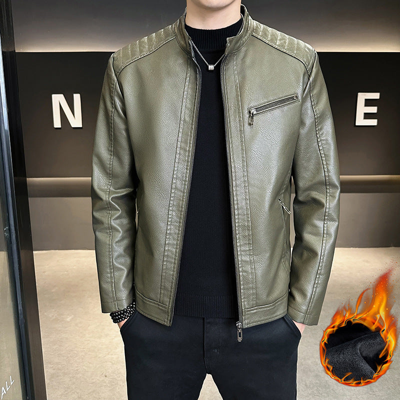 Herren Modische Kunstlederjacke mit praktischem Stehkragen Echo Archiv