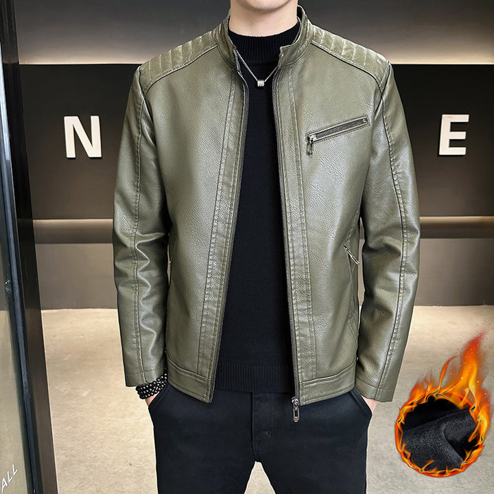 Herren Modische Kunstlederjacke mit praktischem Stehkragen Echo Archiv