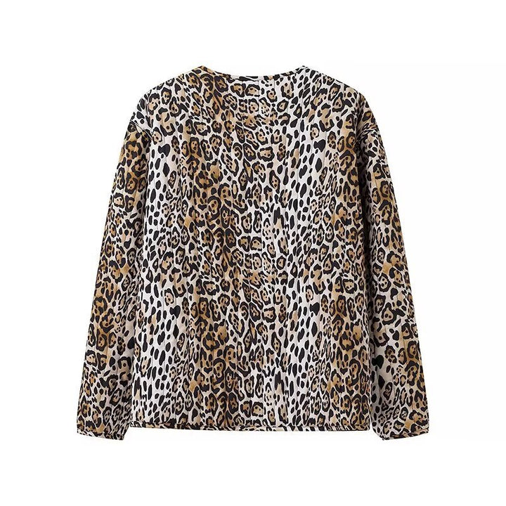 Damen Leichte Blousonjacke im Leopardenprint mit Bindebändern und aufgesetzten Taschen Echo Archiv