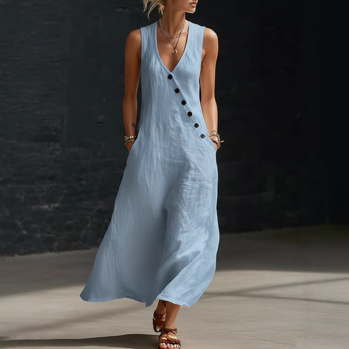 Damen Langarmkleid mit seitlichem Schlitz und Knopfdetails Echo Archiv