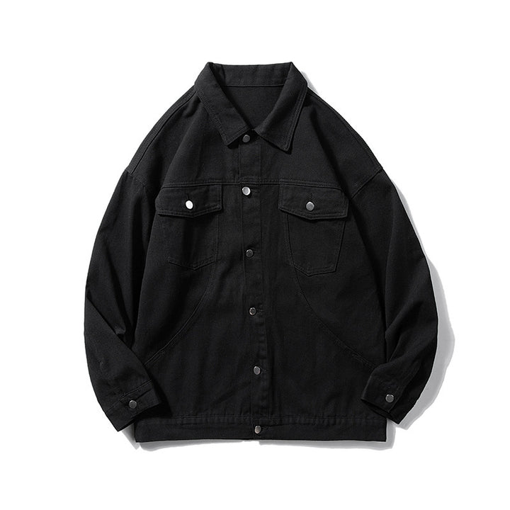Herren Oversized Canvas Utility-Jacke mit Druckknopffront, aufgesetzten Brusttaschen und Raglanärmeln Echo Archiv