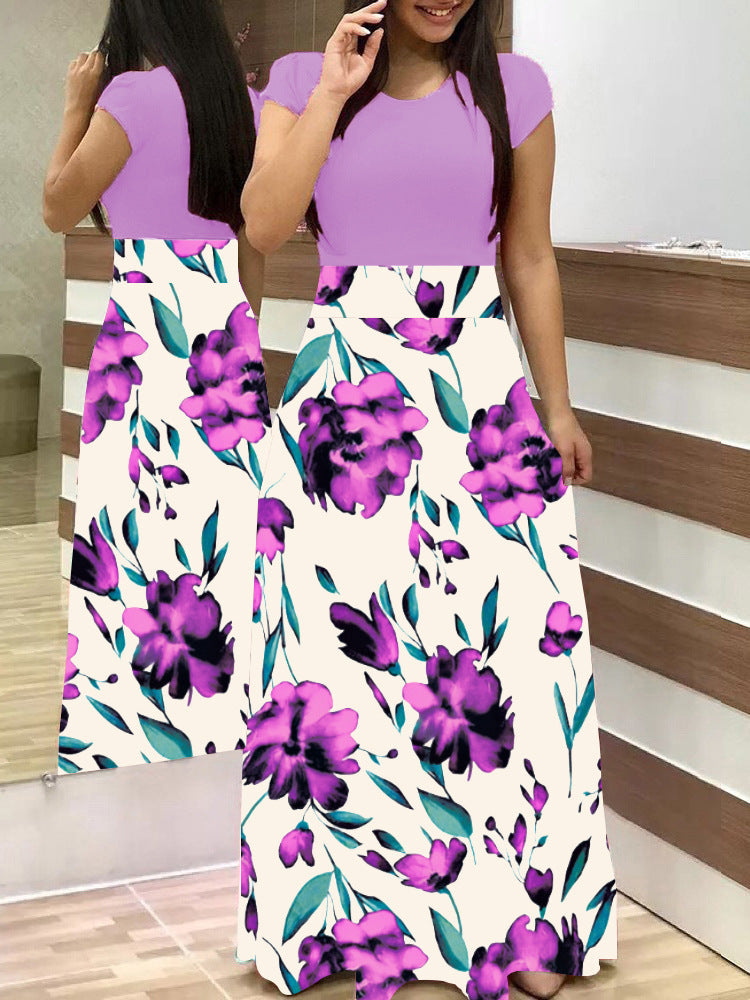 Damen Elegantes Maxikleid mit grafischem Druck und flexiblem Bund Echo Archiv