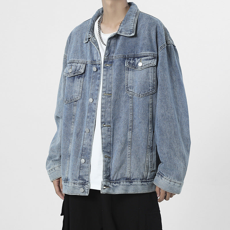 Herren Oversize-Denimjacke im Vintage-Look mit Knopfleiste und Brusttaschen Echo Archiv