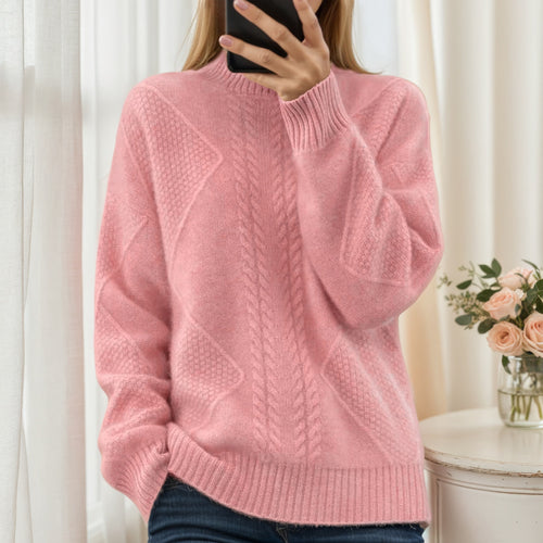 Damen nan strukturierter Oversize-Strickpullover mit Stehkragen und Rippbündchen Echo Archiv