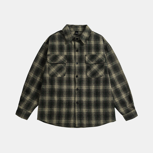Unisex Kariertes Overshirt‑Jacke im Flanelllook mit Brustpattentaschen Echoarchiv