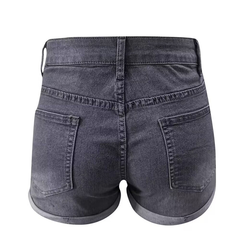 Damen hoch taillierte Denim-Shorts im modernen Vintage-Stil Echo Archiv