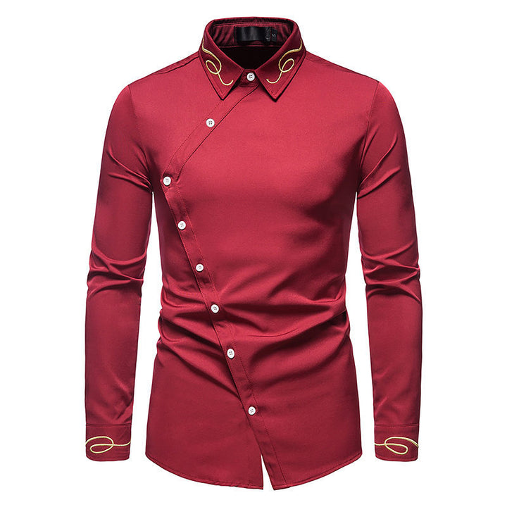 Herren elegantes Langarmhemd mit asymmetrischem Schnitt und luxuriösen Details Echoarchiv