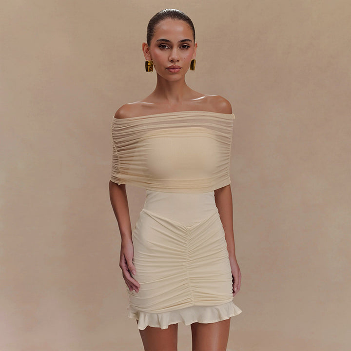 Damen figurbetontes Minikleid mit voluminösen Puffärmeln und Rüschensaum Echo Archiv