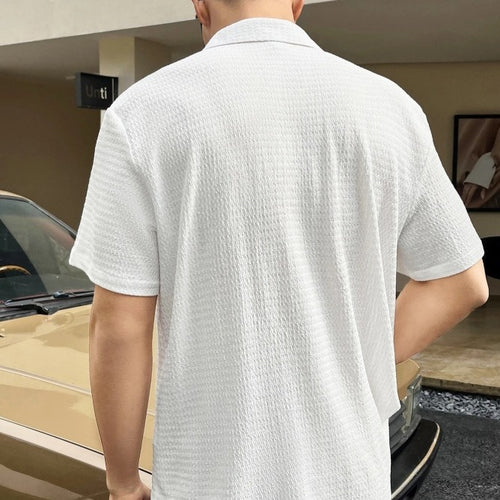 Herren lässiges Kurzarmhemd mit strukturiertem Gewebe Echoarchiv