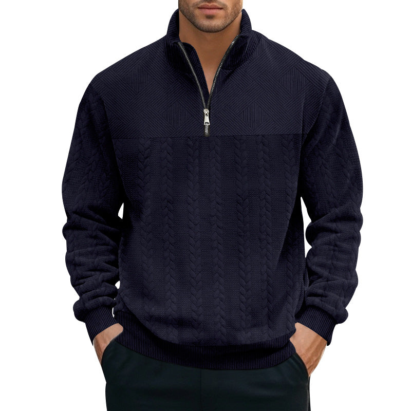 Herren stylischer Strickpullover mit hohem Kragen und modischem Zipper Echoarchiv