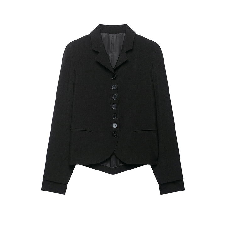 Damen Cropped-Blazer mit asymmetrisch geschnittenem Vorderteil und klassischem Revers Echoarchiv