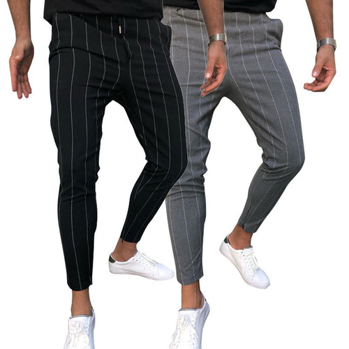 Herren Slim-Fit Cropped Chinohose mit Nadelstreifen und elastischem Bund Echo Archiv