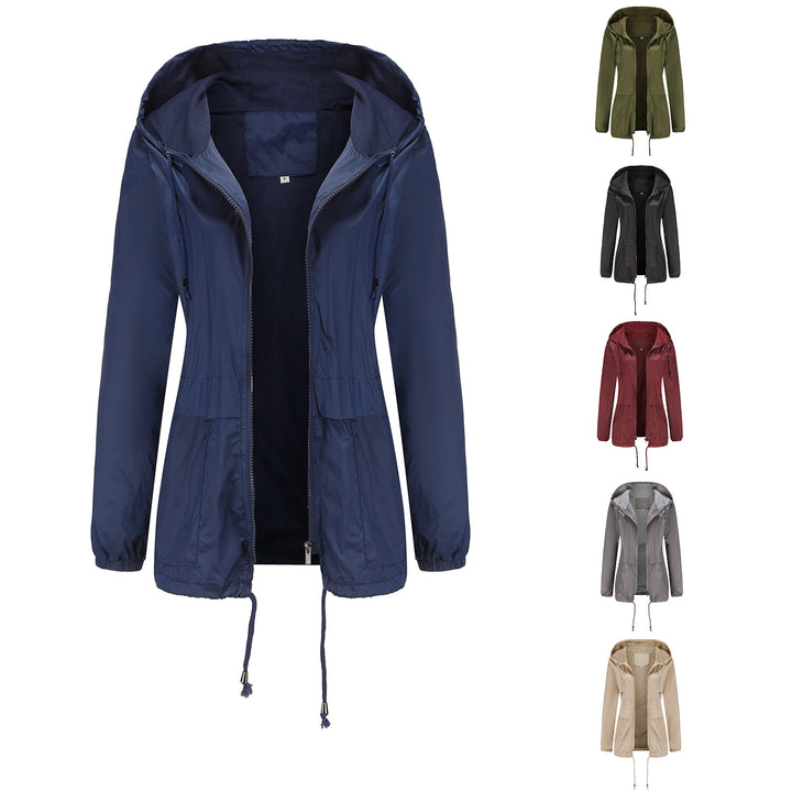 Damen nan leichte Windjacke mit Kapuze Mesh-Futter Kordelzug und Reißverschluss Echo Archiv
