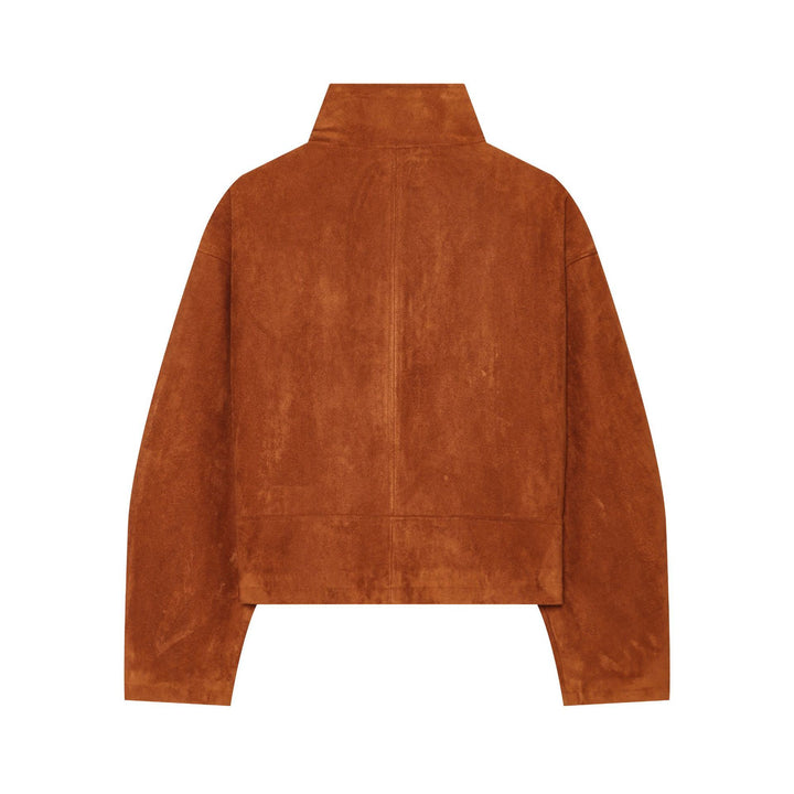 Damen Kurzblouson aus Veloursleder mit Stehkragen und Frontreißverschluss Echo Archiv