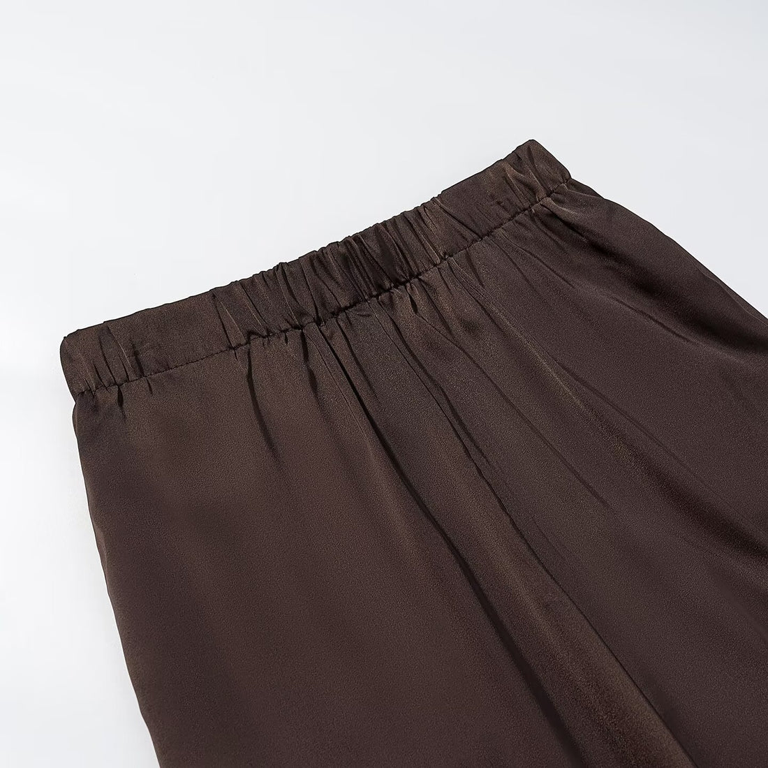 Damen Weite Palazzohose mit elastischem Bund und fließender Satin‑Optik Echoarchiv
