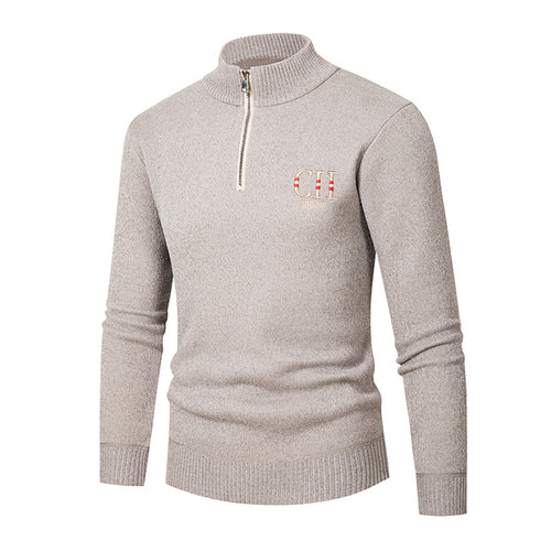 Herren stylischer Strickpullover mit Stehkragen und Reißverschluss Echoarchiv